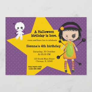 Voodoo doll - choose background colour invitation