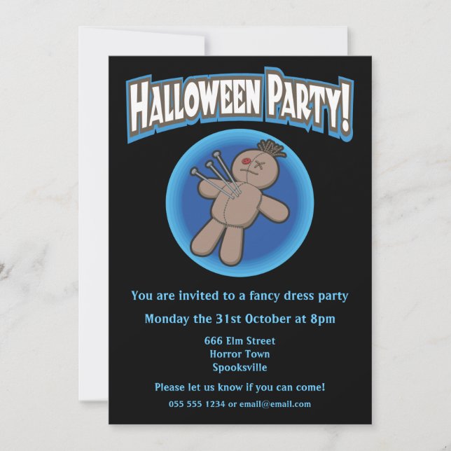 Voodoo Doll Halloween Invitation (Front)