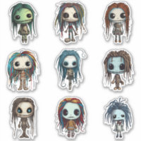 Voodoo Doll Inspired Characters Sticker Set