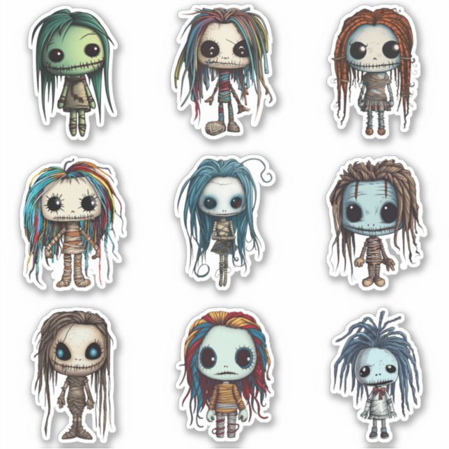 Voodoo Doll Inspired Characters Sticker Set (Front)
