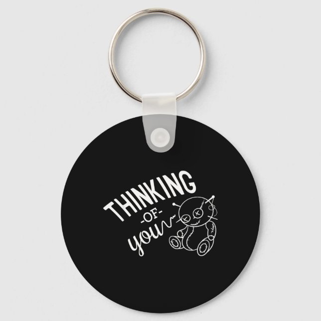 Voodoo Doll Thinking of You Funny Halloween Key Ring (Front)