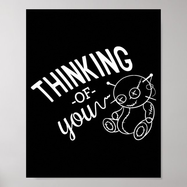 Voodoo Doll Thinking of You Funny Halloween Poster (Front)