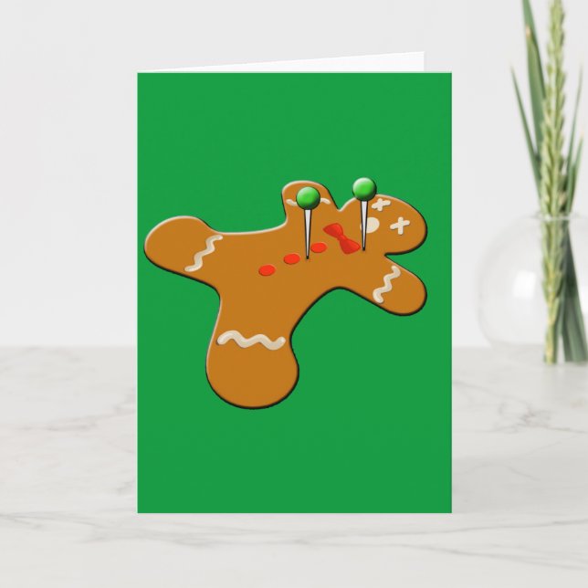 Voodoo Gingerbread Man Christmas Humour Holiday Card (Front)