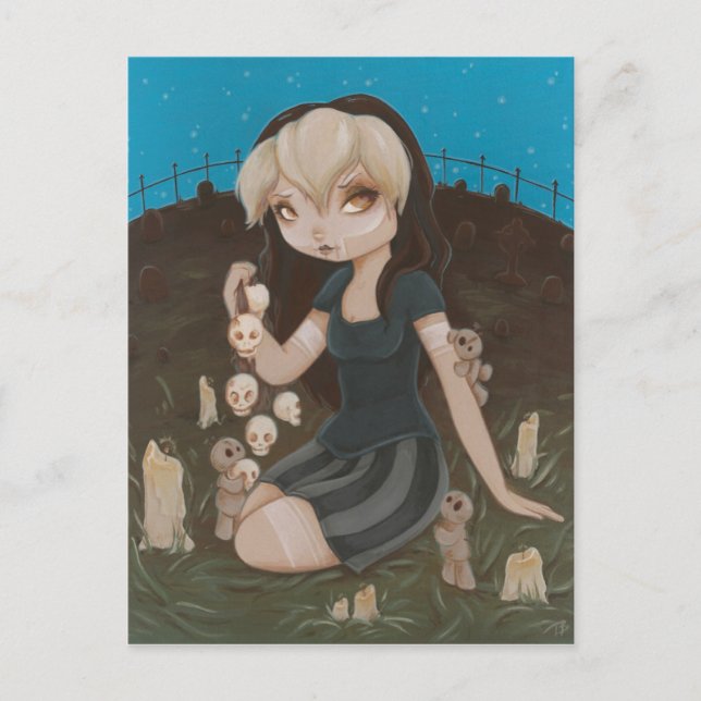 Voodoo GOTH girl skull Postcard (Front)