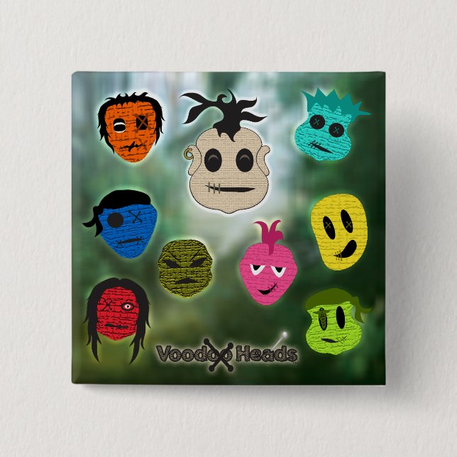 Voodoo Heads ~ Swamp 15 Cm Square Badge (Front)