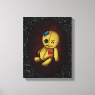 Voodoo Rag Doll with buttons Patches and Pins Canvas Print
