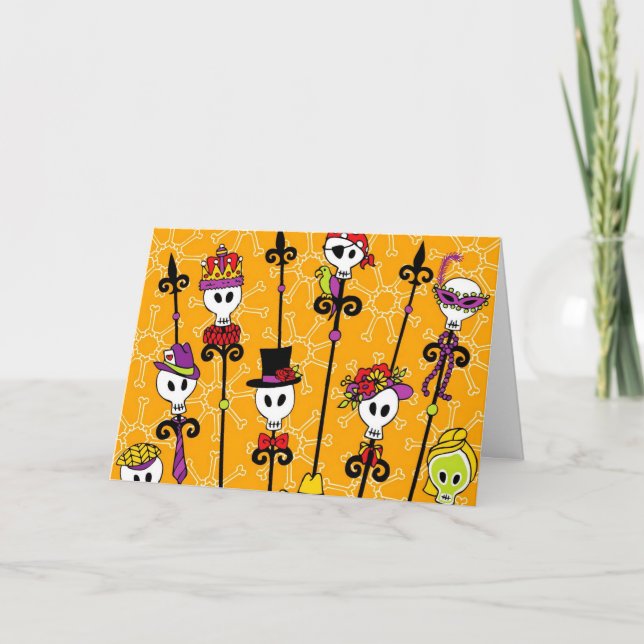 VOODOO SKULL MARDI GRAS PARTY CARD (Front)