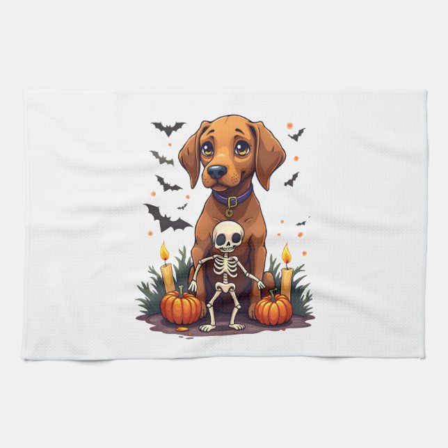 Voodoo Vizsla Dog Tea Towel (Horizontal)
