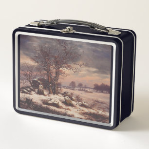 Vordingborg in Winter by J.C. Dahl Fine Art Metal Lunch Box