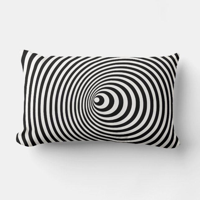 Vortex, optical illusion black and white lumbar cushion (Front)