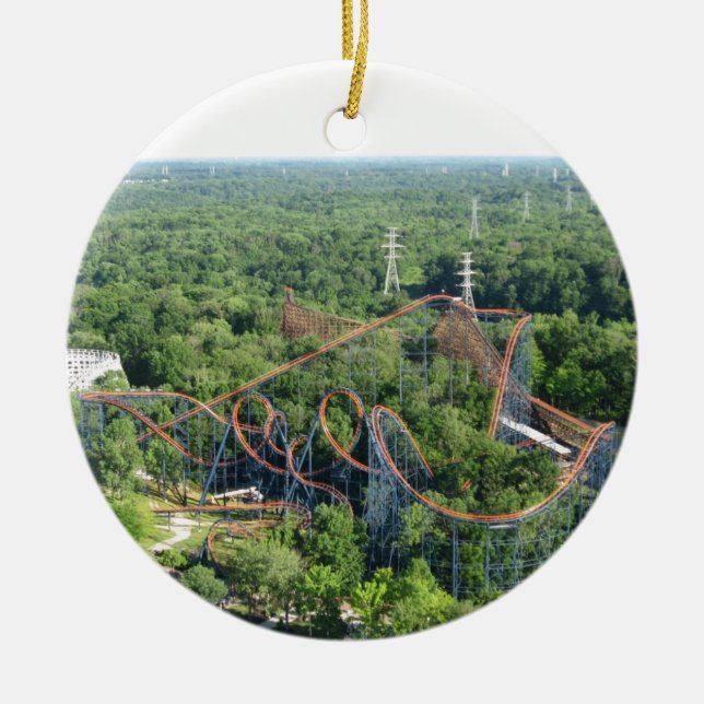 Vortex Roller Coaster Kings Island Ceramic Tree Decoration (Front)
