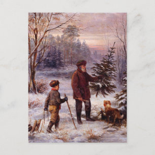 Vorweihnacht Franz Krüger Christmas Tree Snow Postcard