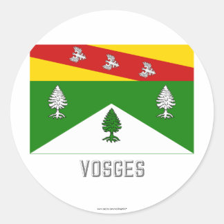 Vosges flag with name classic round sticker