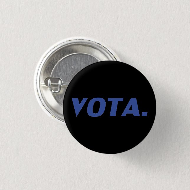 Vota vote in Spanish blue black modern political  3 Cm Round Badge (Front & Back)