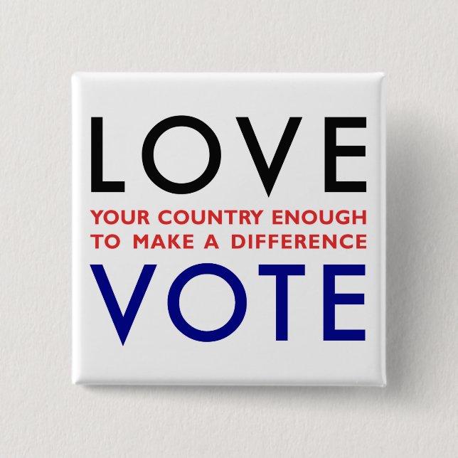 Vote! 15 Cm Square Badge (Front)