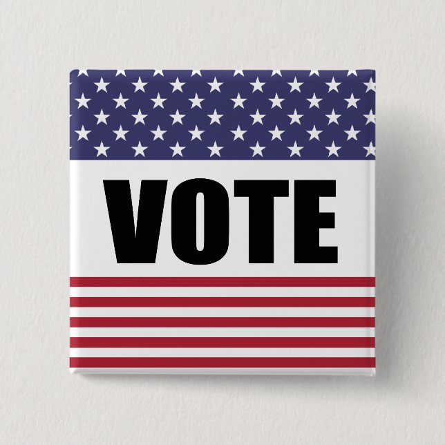 VOTE 15 CM SQUARE BADGE (Front)