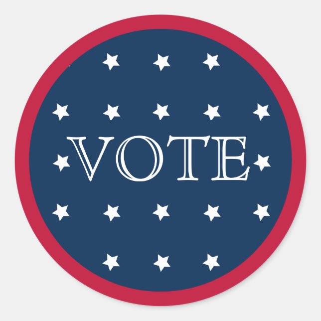 Vote 2020 Elegant Red White and Blue Classic Round Sticker (Front)