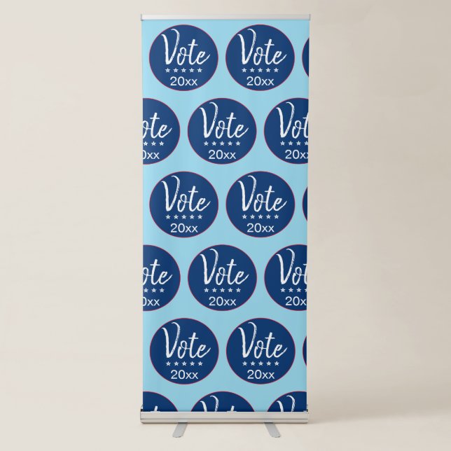 Vote 2022 Election Five Stars Blue Non-Partisan Retractable Banner (Front)