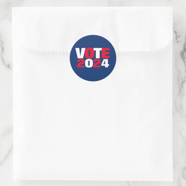 Vote 2024 Red White and Blue Election Classic Round Sticker (Bag)