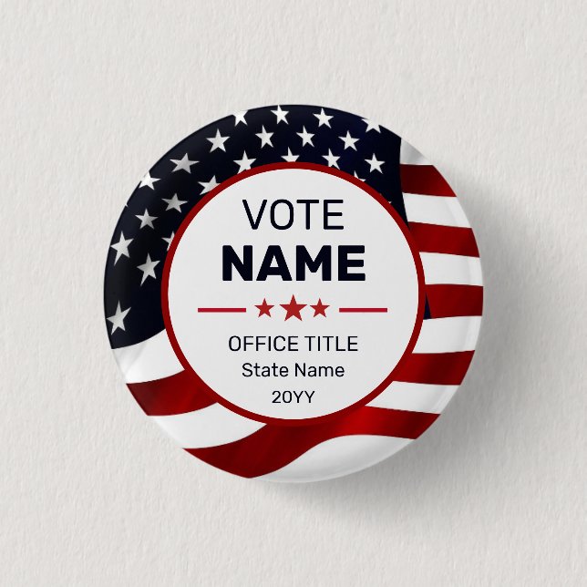 Vote 2024 US Flag Custom Campaign Button (Front)