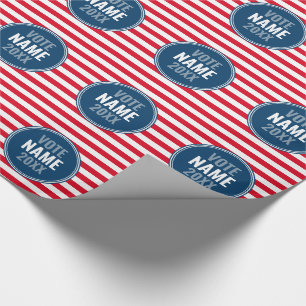 Vote - Add Name campaign with preppy stripes Wrapping Paper