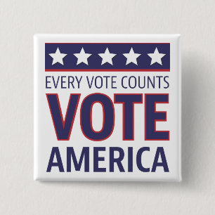 Vote America 15 Cm Square Badge