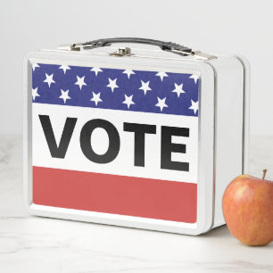 Vote America Red White Blue Metal Lunch Box