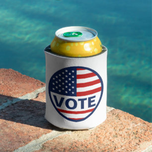 Vote American Round Flag Presidential Election Can Cooler