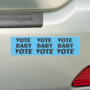 Vote baby vote black light blue bumper sticker