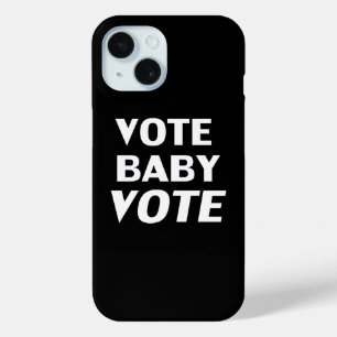 Vote baby vote black white modern typography solid iPhone 15 case
