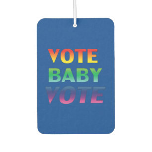 "vote baby vote" Blue Pride lgbtq rainbow colours Car Air Freshener