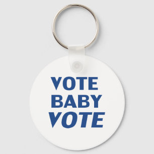 Vote Baby Vote - blue white Key Ring