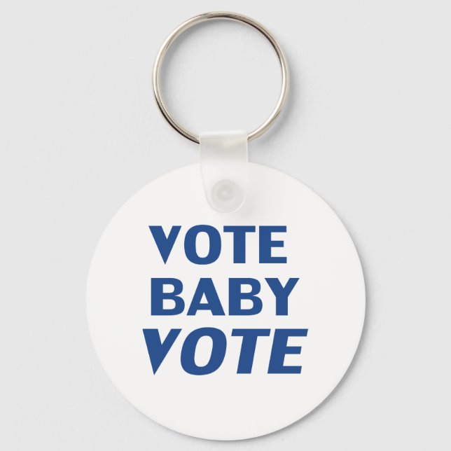 Vote Baby Vote - blue white Key Ring (Front)