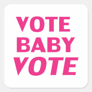 Vote baby vote hot pink magenta white square sticker