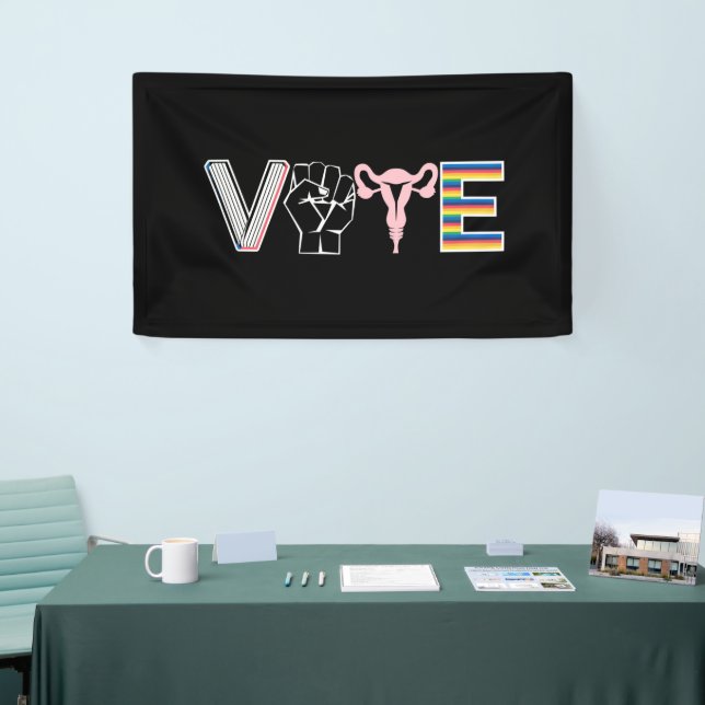 Vote Banned Books Reproductive Rights BLM LGBTQ Banner (Tradeshow)