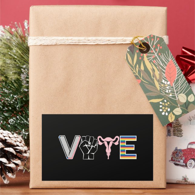Vote Banned Books Reproductive Rights BLM LGBTQ Rectangular Sticker (Holiday)