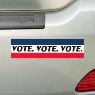 "Vote" Black letters, red blue white car Bumper Sticker