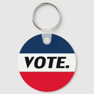 "Vote" black letters, red blue white Key Ring