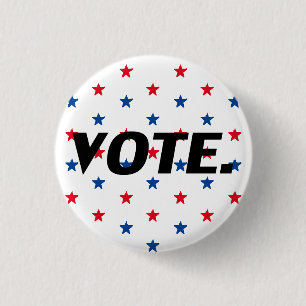 Vote black red white blue stars pattern patriotic 3 cm round badge