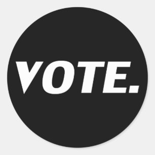 "vote" black, white classic round sticker