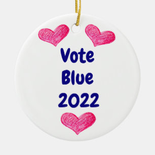 Vote Blue 2022 Nov Midterms Political Campaign Ceramic Tree Decoration