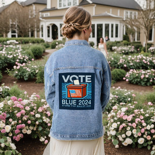 Vote Blue 2024 Ballot Box Presidential Denim Jacket