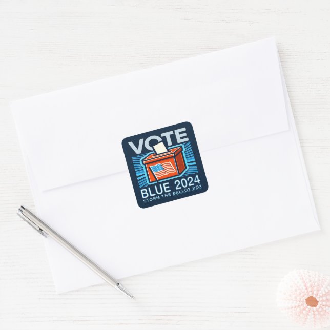 Vote Blue 2024 Ballot Box US Presidential Election Square Sticker (Envelope)