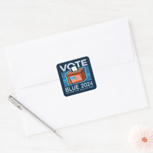 Vote Blue 2024 Ballot Box US Presidential Election Square Sticker