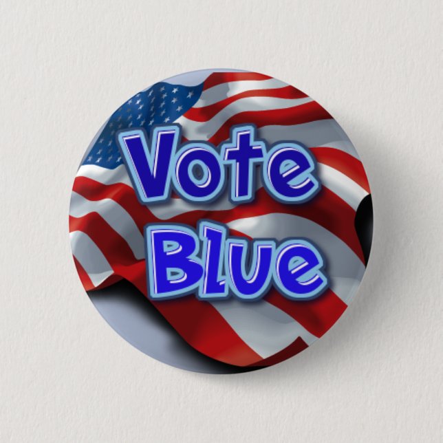 Vote Blue 6 Cm Round Badge (Front)