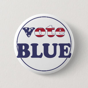 Vote Blue - American Flag Typography 6 Cm Round Badge