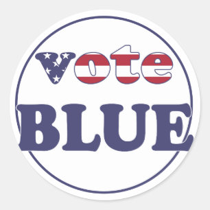 Vote Blue - American Flag Typography Classic Round Sticker
