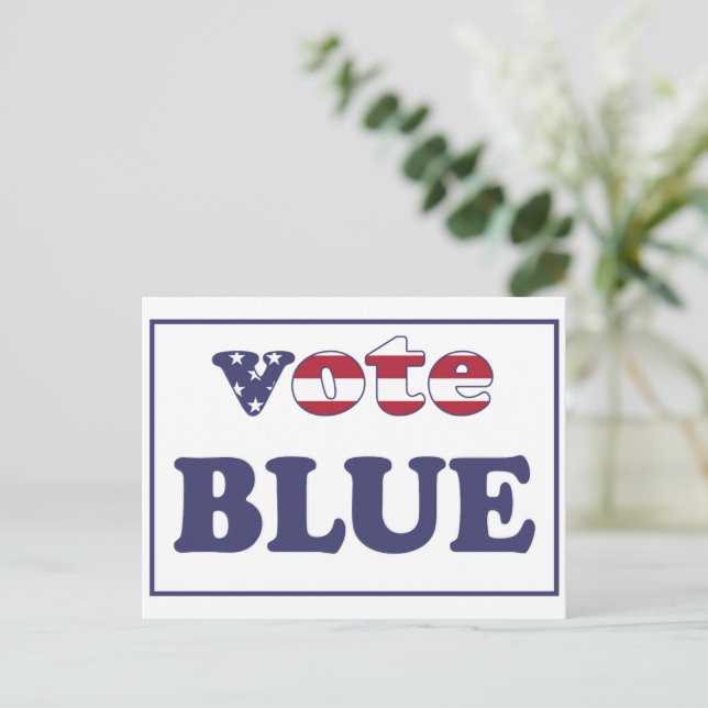Vote Blue - American Flag Typography Postcard (Standing Front)