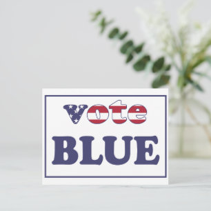 Vote Blue - American Flag Typography Postcard