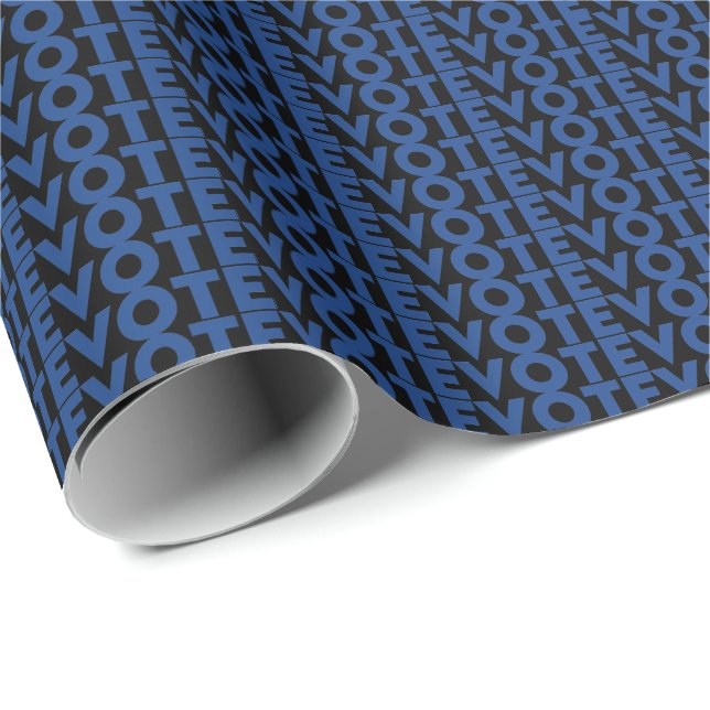 Vote blue and black pattern modern political gift wrapping paper (Roll Corner)